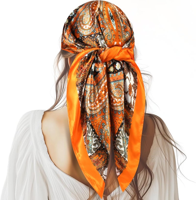 VBAEI 35” Large Square Satin Head Scarf - 1Pcs Satin Hair Scarf Silk Bandana Head Wraps For Women - Image 1